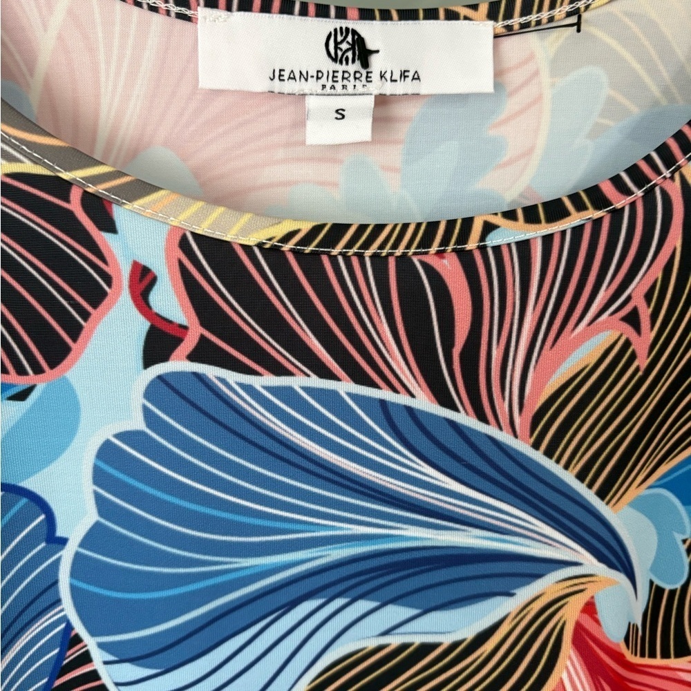 Jean-Pierre Klifa Beachy Floral 3/4 Sleeve Shift Dress size Small Resortwear - Picture 3 of 5